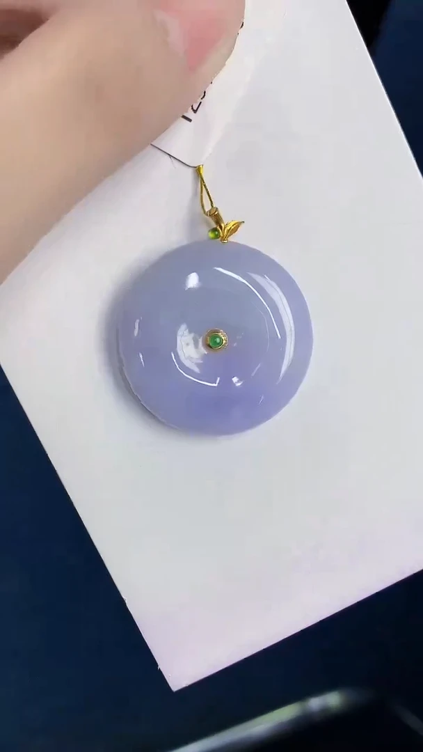 颈饰18K金镶嵌翡翠天然翡翠缅甸A货