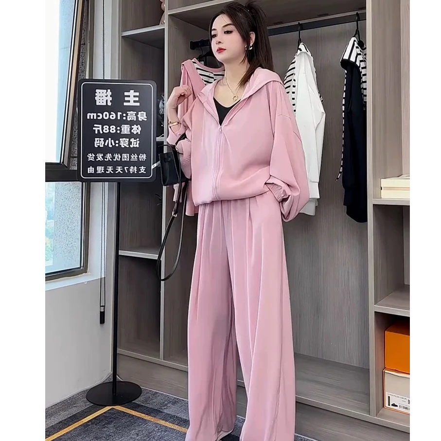 9703洋气显瘦阔腿裤连帽两件套【上衣+裤子】