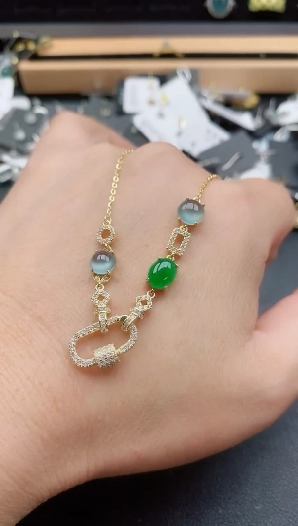 套链银S925镶嵌翡翠1
