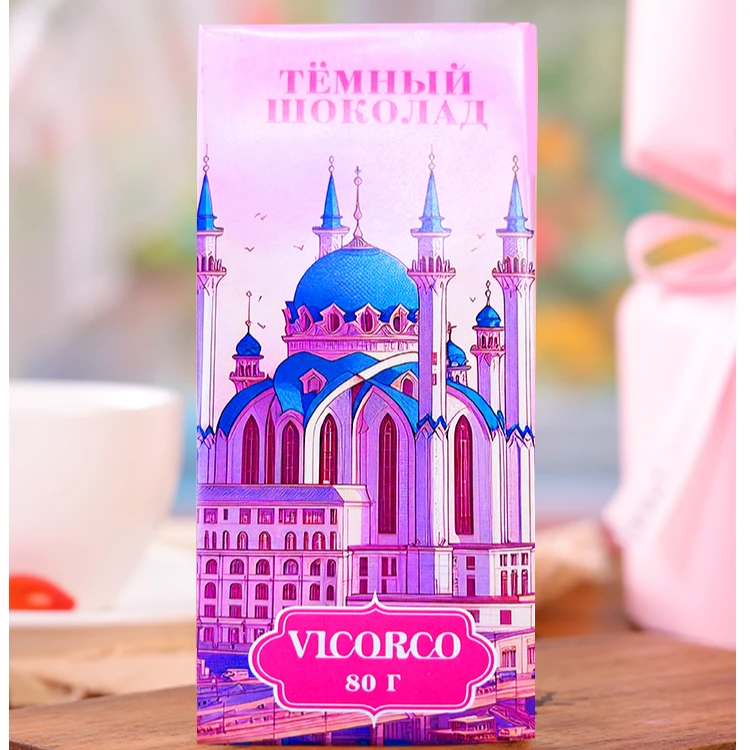 【东娃】俄罗斯进口威巧卡牌 40%可可脂黑巧克力板块80g