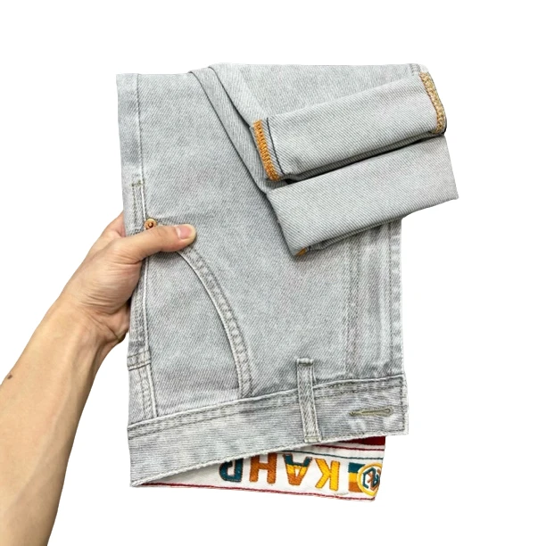 夏季2025新款男士牛仔裤潮流时尚高品轻奢刺绣弹力修身小直筒百搭