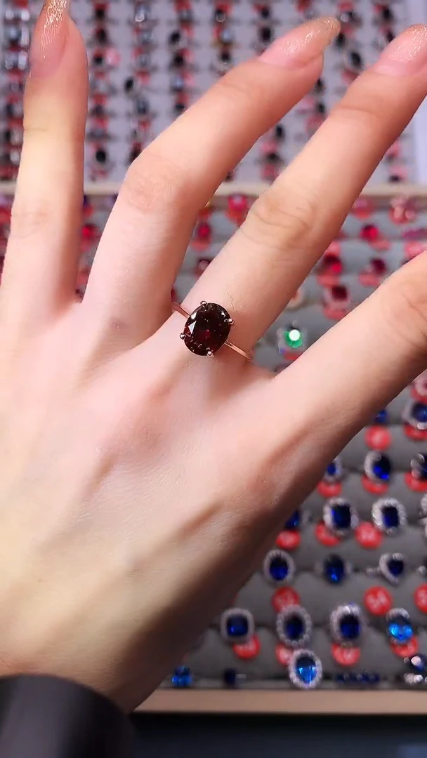 【闪购商品】石榴石戒指银S925镶嵌11111