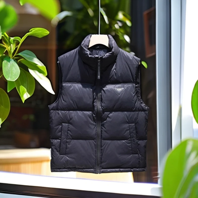 娜罗普西时尚休闲美式秋冬新款白鸭绒立领羽绒马甲男士无袖外套