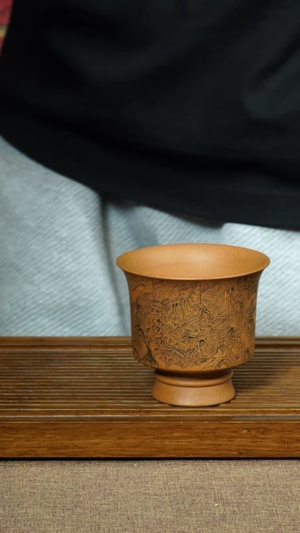 茶杯紫砂燃****1南柯记全手刻吞金杯