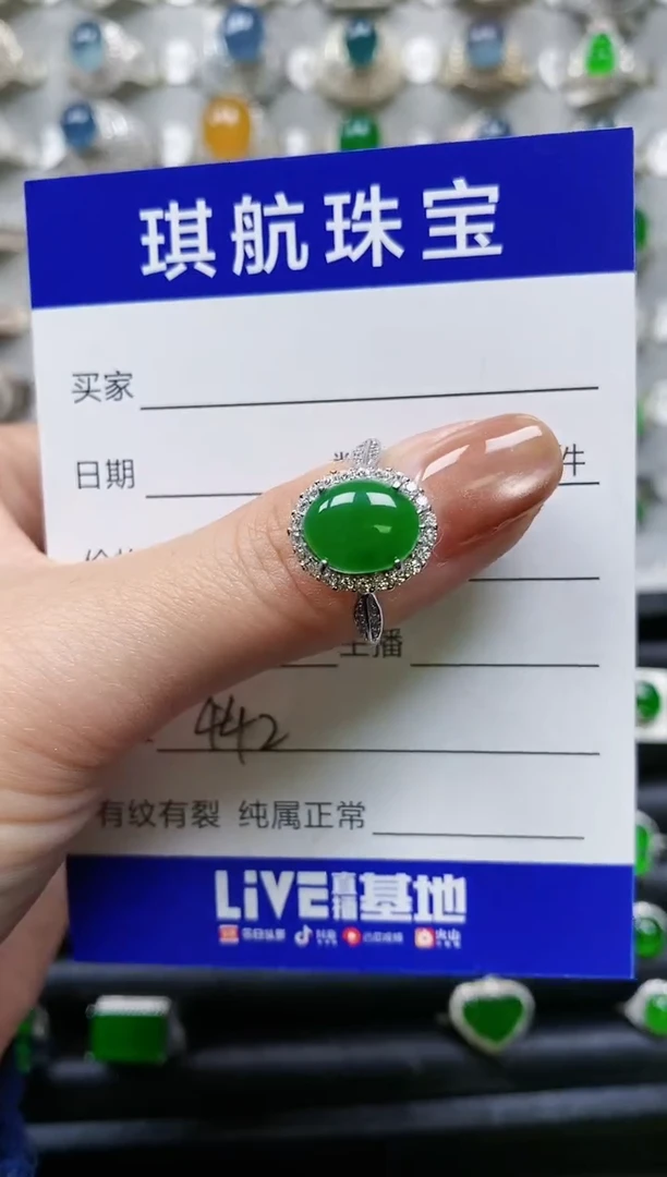 【闪购商品】翡翠戒指银S925镶嵌0442