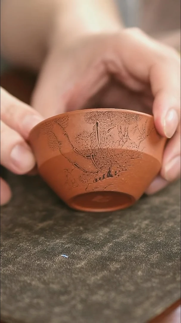 茶杯紫砂学舟-山水-降坡