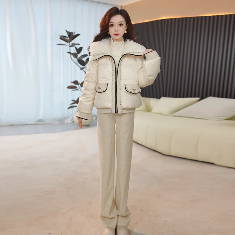 【羽绒服套裤】冬季白鸭绒羽绒服百搭新款时尚气质休闲保暖外套套
