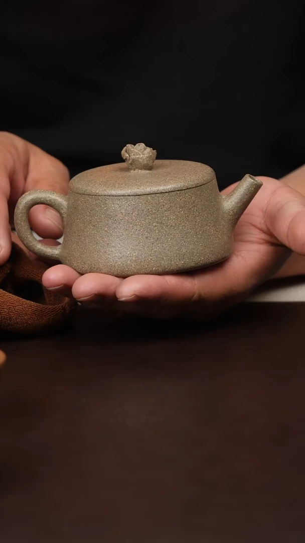 茶壶紫砂爱**修原矿紫砂壶-青段云柱