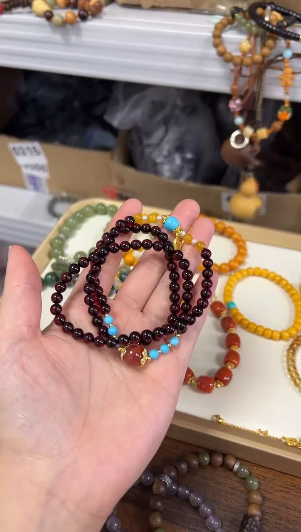 未镶嵌血珀手链琥珀血珀设计款多圈手链[0661]