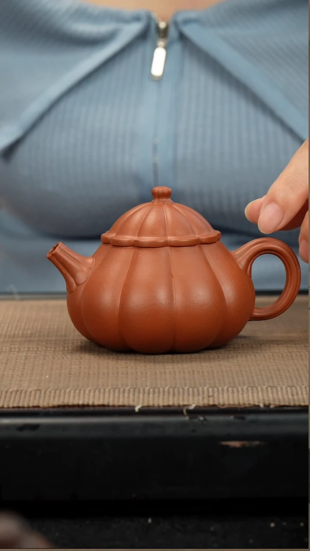 茶壶紫砂生砂朱泥筋纹文旦150