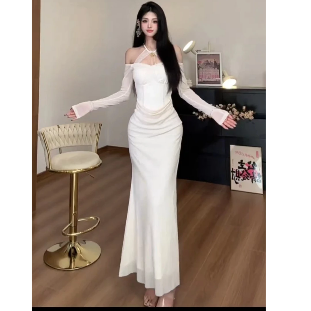 （小野家） 2024黑色纯欲性感收腰气质时尚长袖连衣裙SYYJL404882