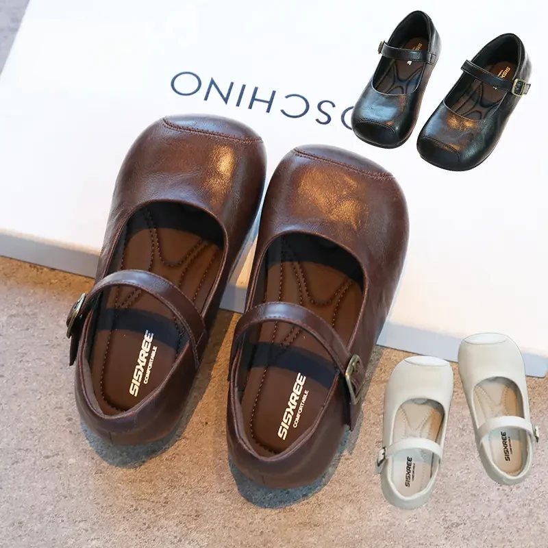 ABC女童皮鞋儿童单鞋2025新款秋季女宝豆豆鞋小女孩鞋子英伦风