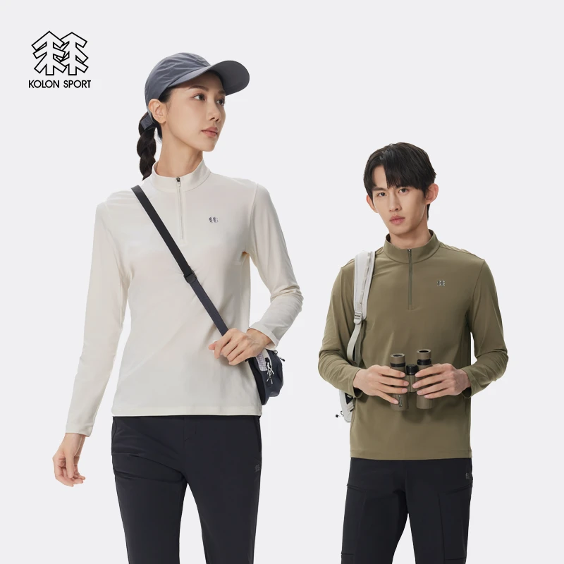 KOLON SPORT可隆吸湿速干T恤情侣S-FUNCTIONAL半拉链长袖内搭
