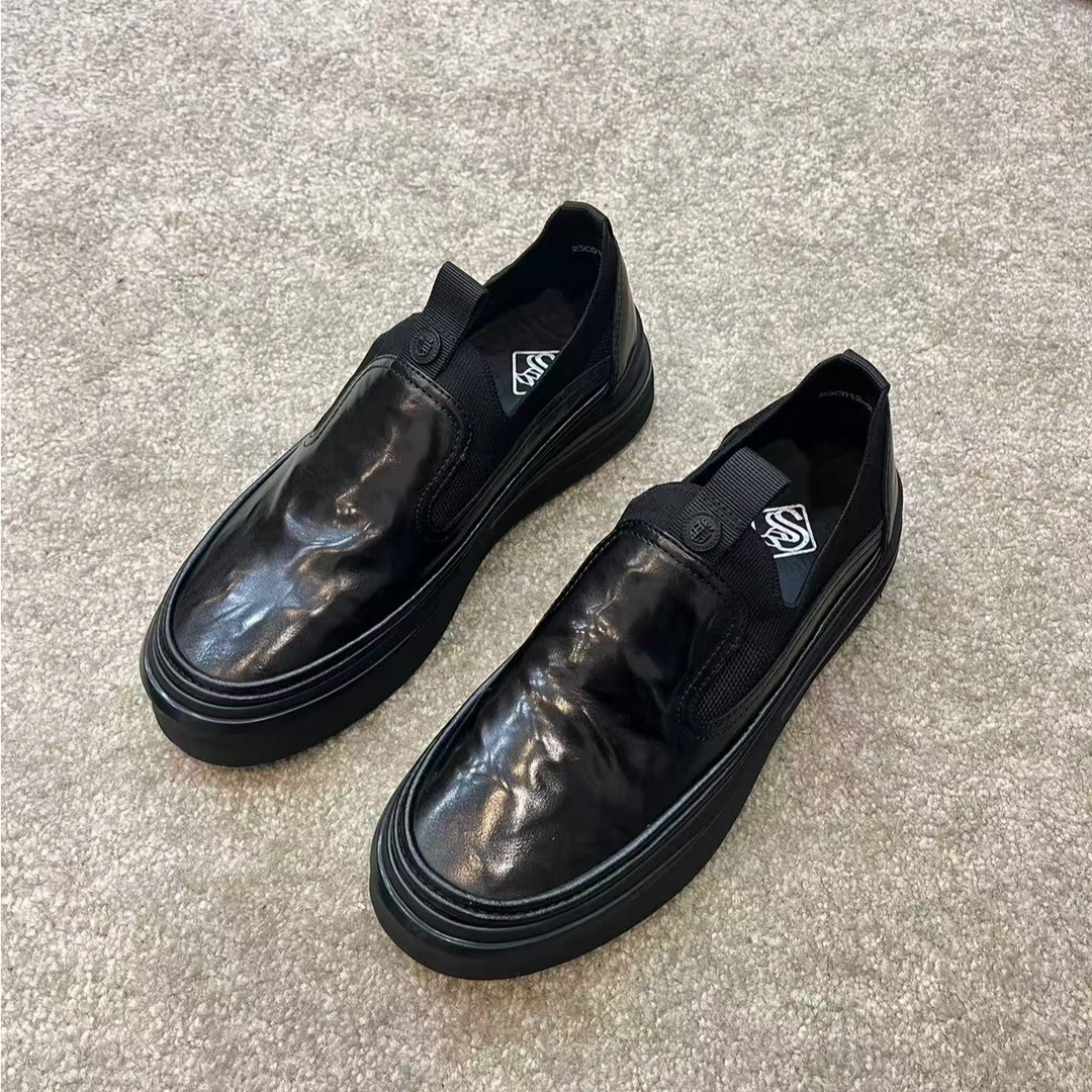 时尚潮鞋鞋子商务风休闲皮鞋夏季男士男款圆头