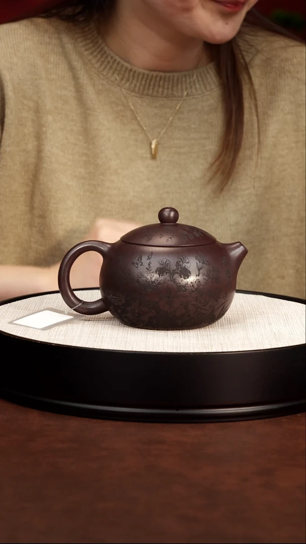 茶壶紫砂茄皮紫泥 牡丹西施 梅付春