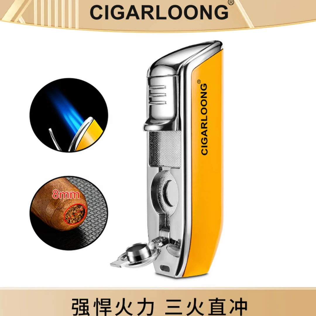 CIGARLOONG茄龙雪茄打火机防风直冲金属创意便携火机雪茄钻礼盒装
