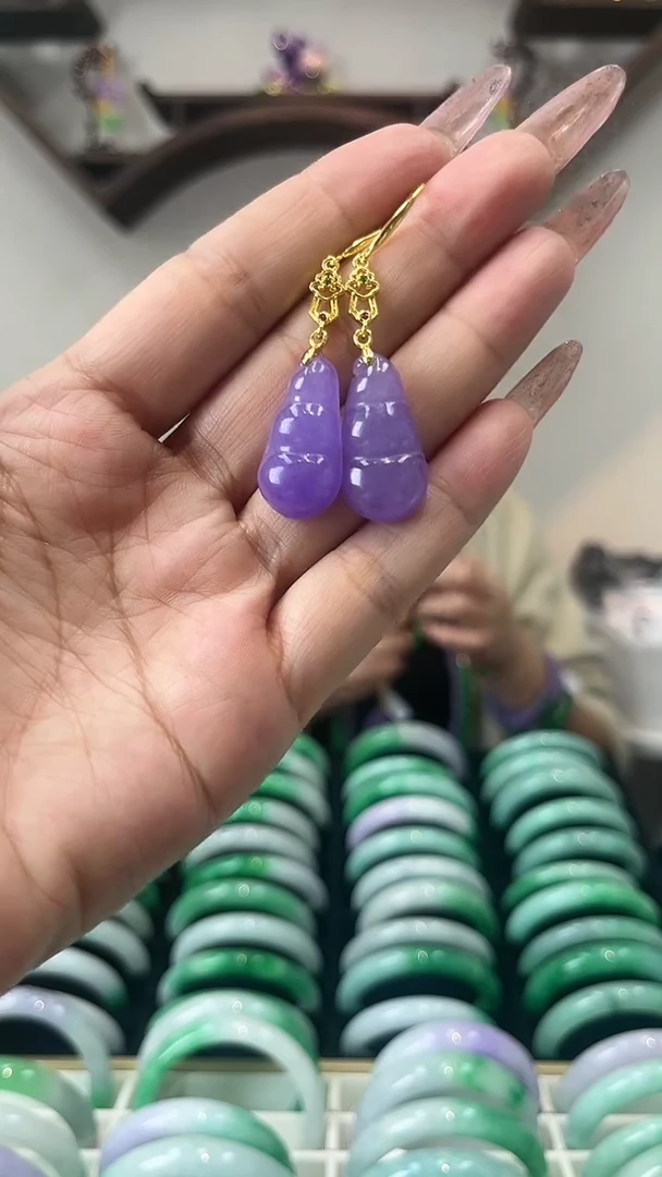 【闪购商品】翡翠耳饰未镶嵌闪12 手工雕刻耳坠