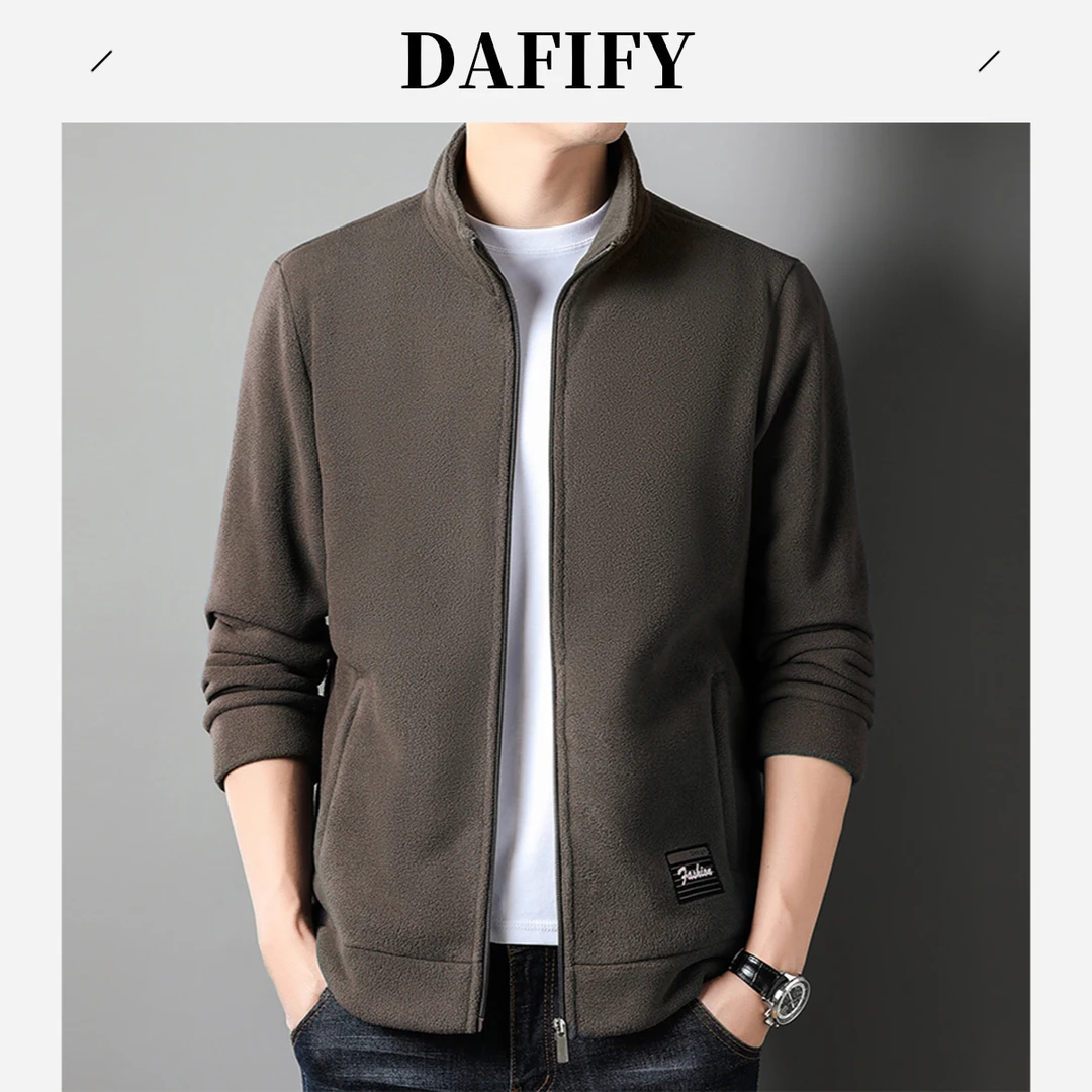 DAFIFY立领厚款摇粒绒轻奢咖色男士青加厚复古加厚男士休闲