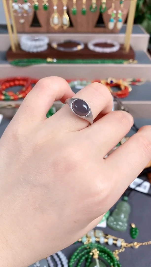 银S925镶嵌戒指和田玉1