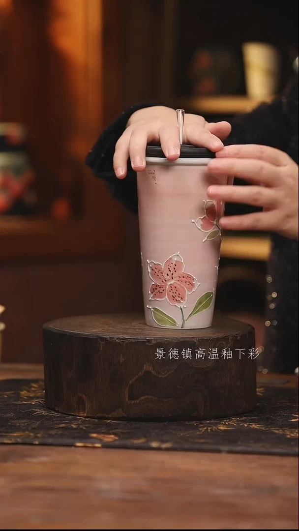 陶瓷景德镇高温釉下手绘陶瓷@L463@