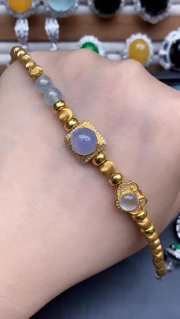 18K金镶嵌手链翡翠529-中国好珍宝