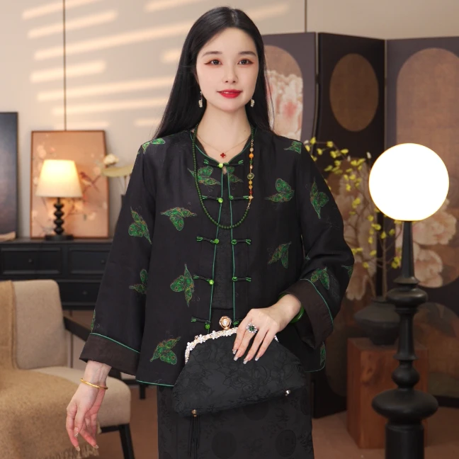 【蝶影】2025新款春夏外套新中式宽松气质显瘦上衣女款