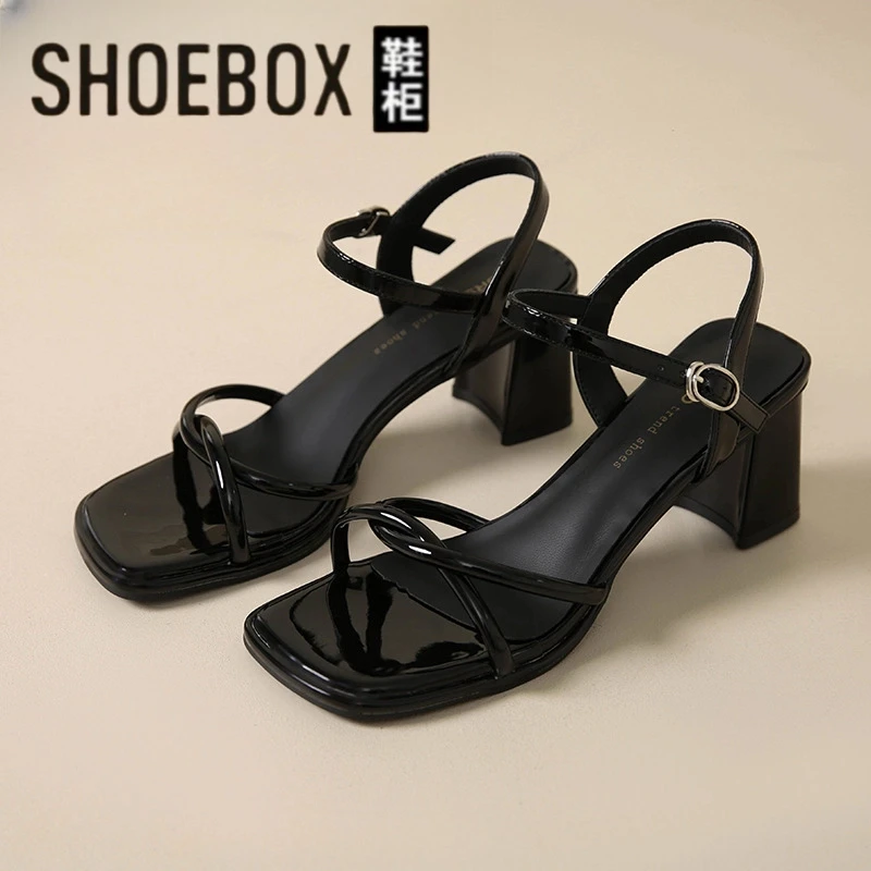 达芙妮集团鞋柜法式粗跟仙女风凉鞋女2025夏季新款百搭网红罗马鞋