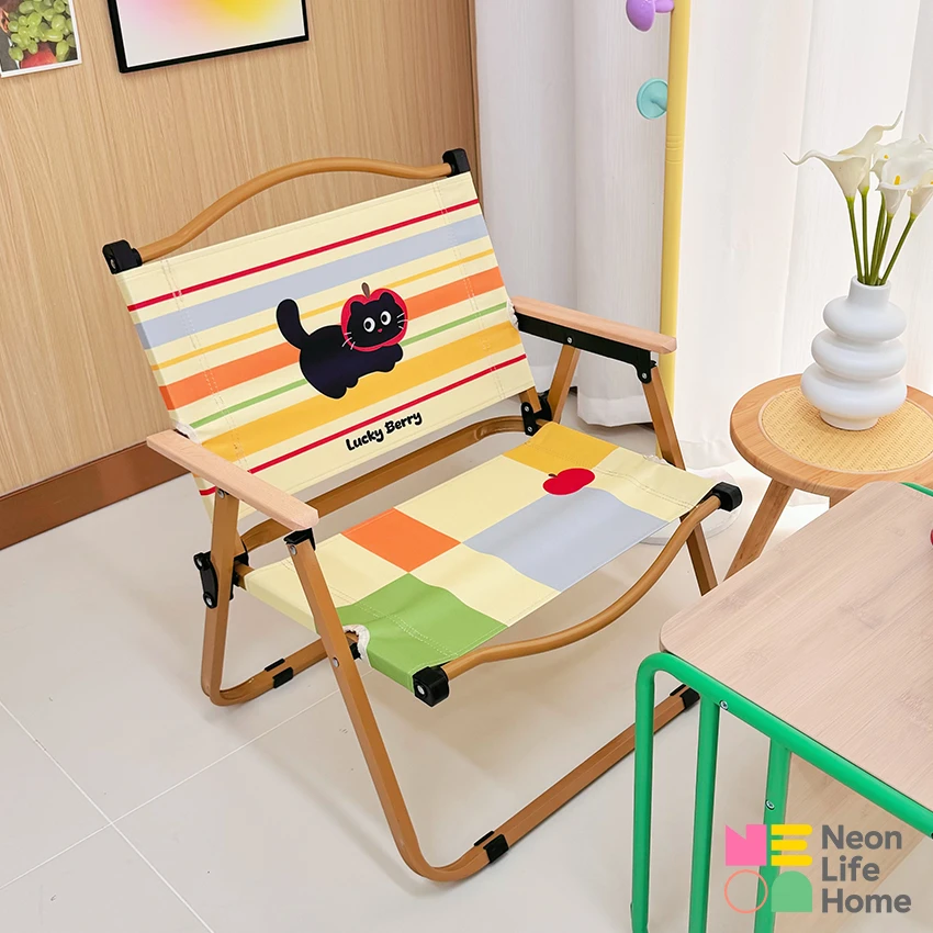 多巴胺条纹户外承重便携可折叠露营椅阳台庭院室内休闲椅