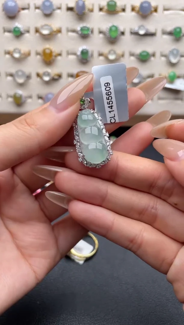 银S925镶嵌戒指翡翠一物一证一礼盒