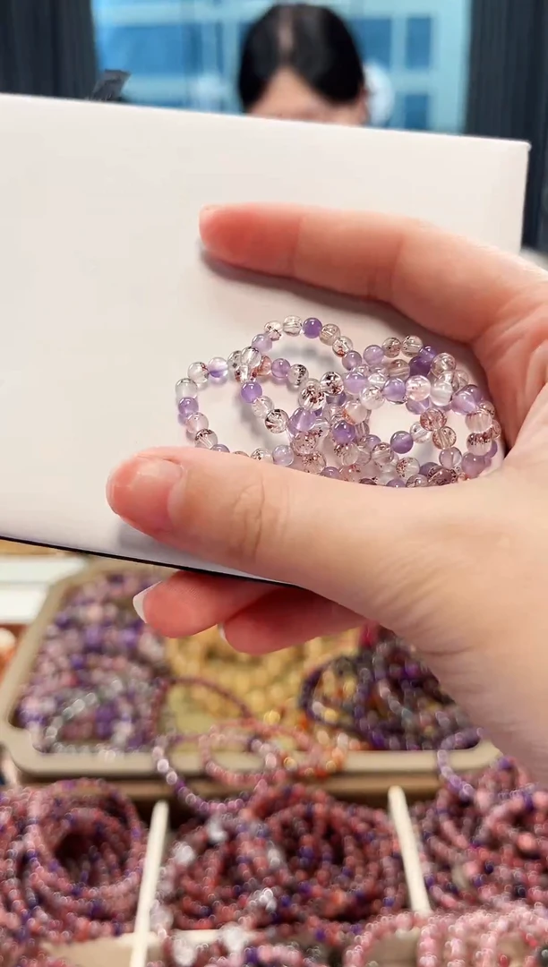 未镶嵌手串水晶金草莓超七单圈手串4mm【多样式发货】