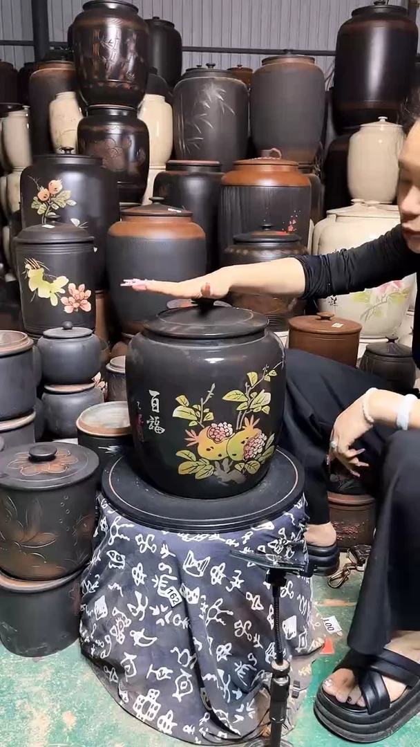 罐瑕疵小茶缸高35cm  彩填  723