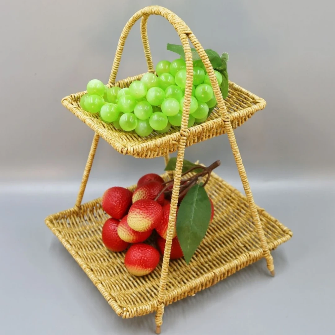 B15双层二层创意点心盘零食水果盘围炉煮茶点心盘22*36