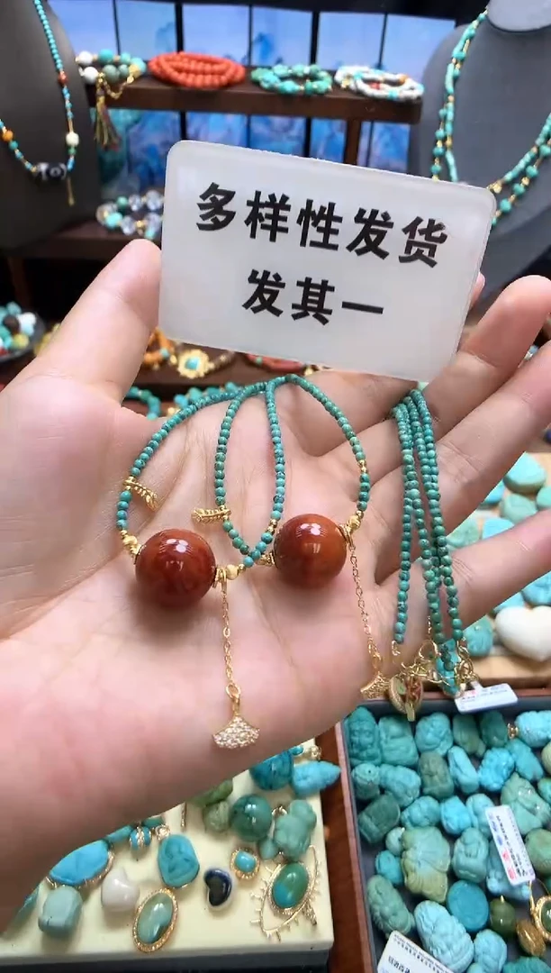 颈饰银S925镶嵌南红玛瑙锁骨链发其一