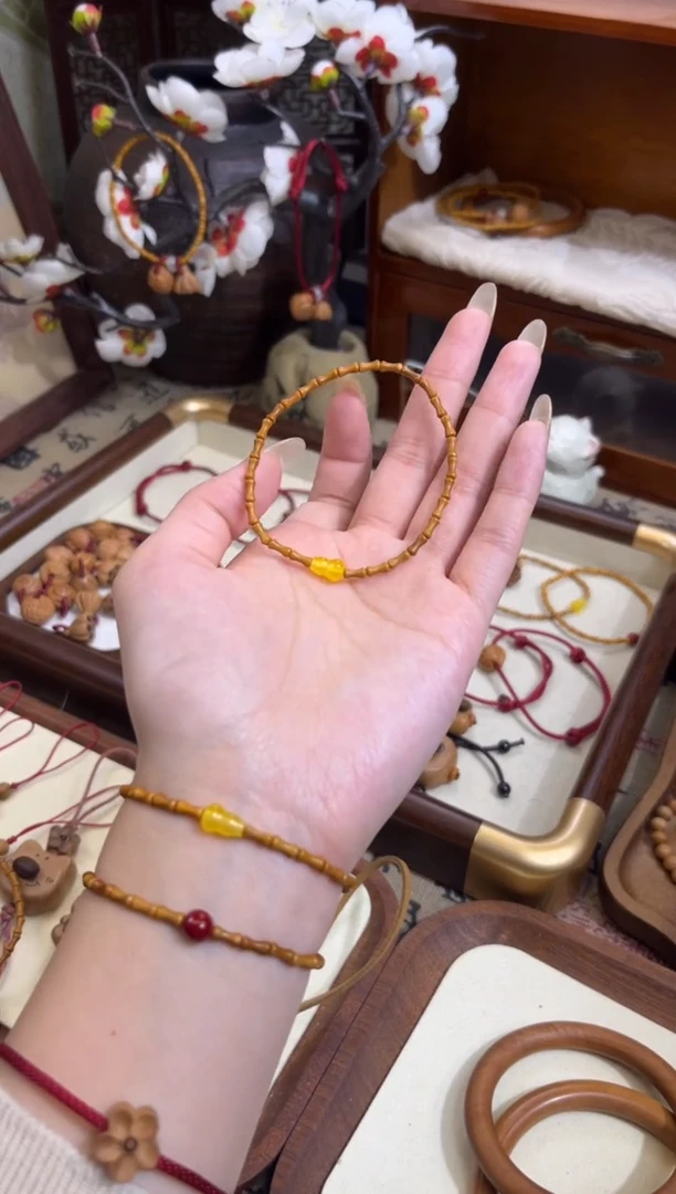 手串桃核【桃缘行】竹节「黄色葫芦」桃木桃核辟、挡、驱、护 备注手围