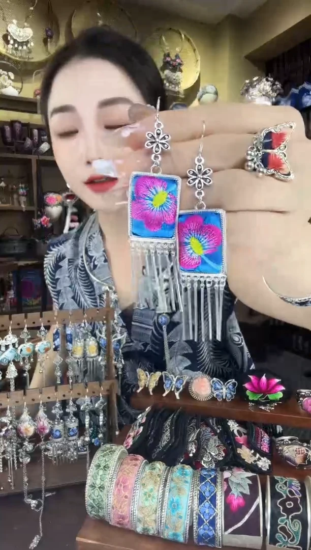 刺绣非遗刺绣民族风耳环