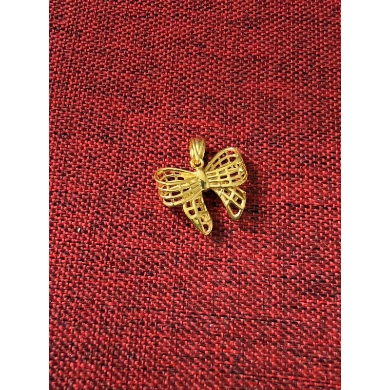 足金999纯黄金蝴蝶结吊坠L