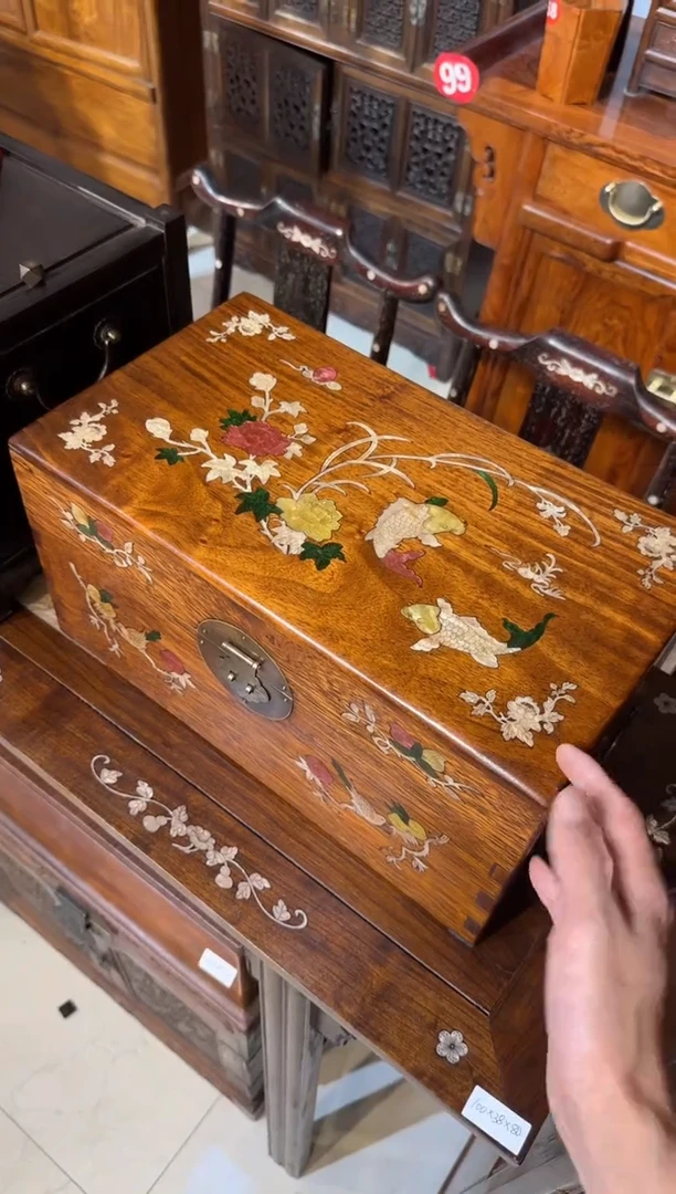 木木头款40花梨双鱼翻盖箱428