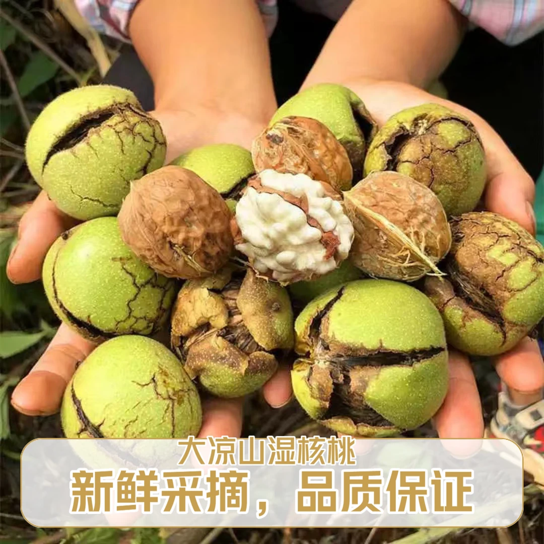 大凉山新鲜去青皮湿核桃薄壳手工去皮脆嫩美味醇香鲜核桃嫩核桃