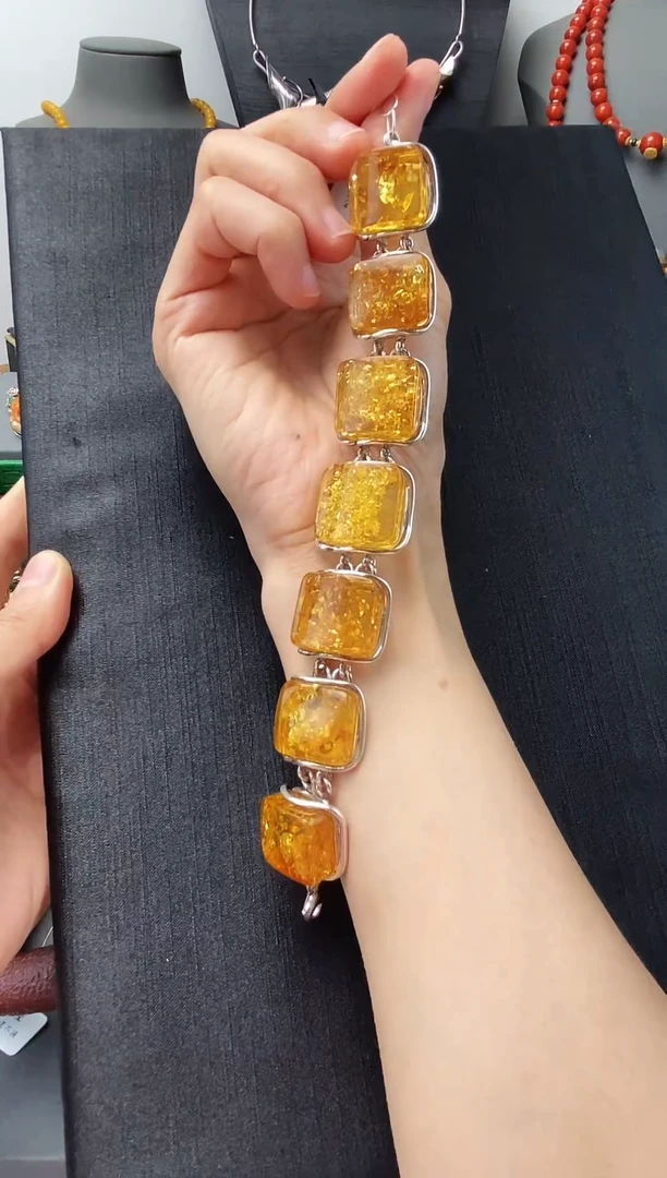 手链琥珀未镶嵌琥珀蜜蜡设计师手牌