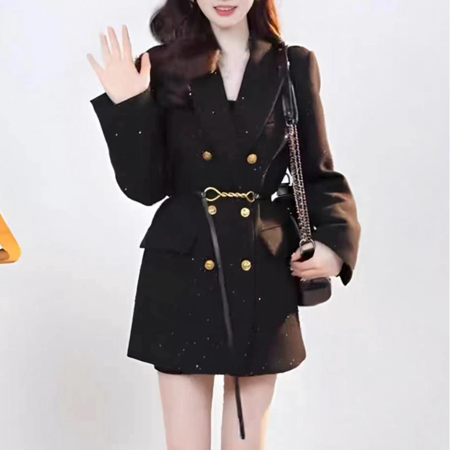 【送腰带】秋冬新品高级炸街气质收腰显瘦闪闪西装外套2880