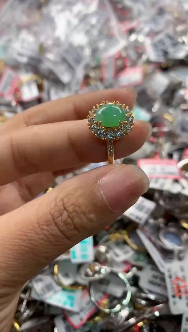 银S925镶嵌戒指翡翠11      6