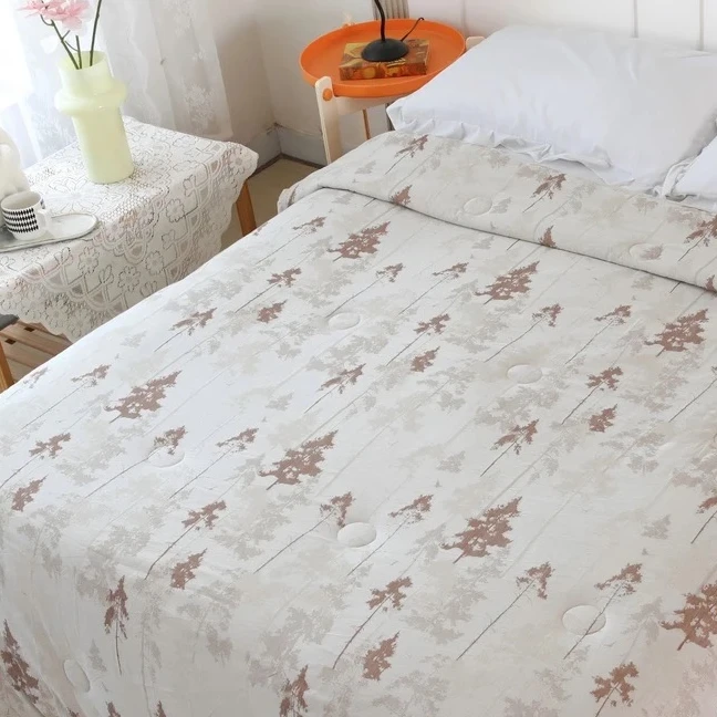 【松针-直角床单】230cm*250cm高端色织提花亲肤浅色系亚麻床单