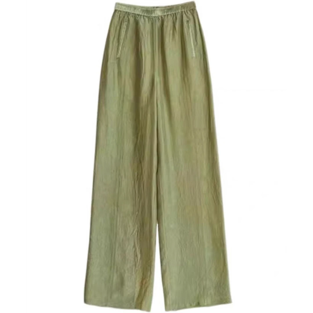 100%醋酸松紧腰气质通勤女式休闲裤25DAK0827