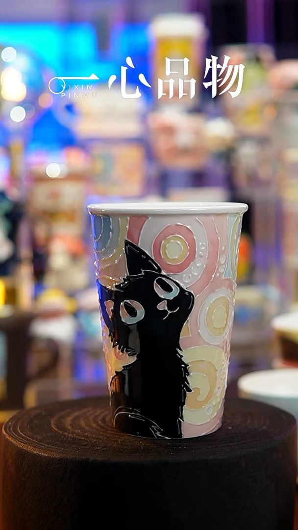 杯子瓷102-22景德镇手工手绘杯子摆件