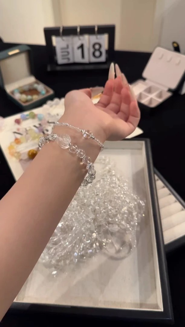 水晶手链合金白水晶套装x1085