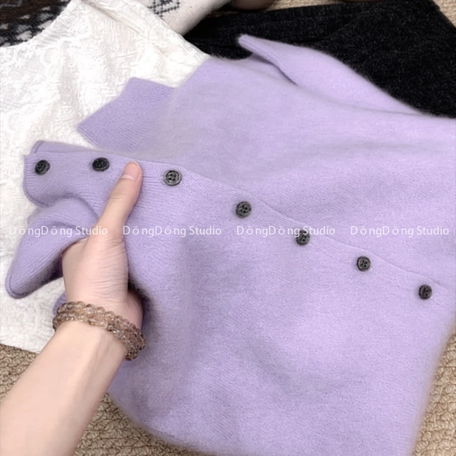 特！售完无补！【高领拉绒开衫】全毛纯色宽松长袖针织毛衣外套 5523