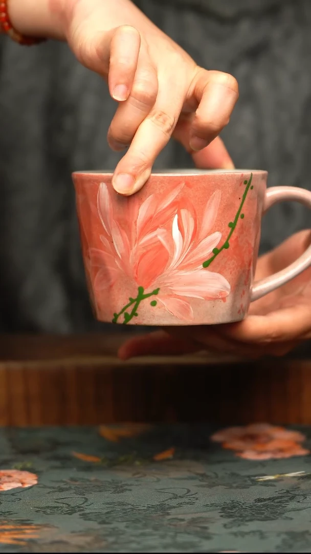 杯釉下彩手工手绘同款陶器