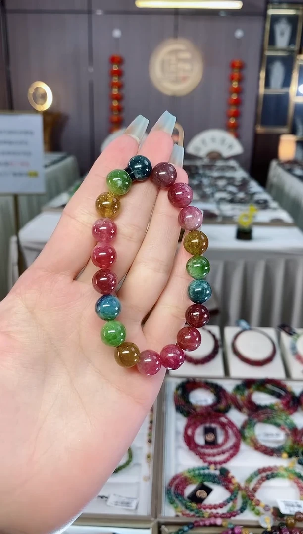 未镶嵌老矿碧玺彩虹单圈手串10mm+碧玺（多样性发一条）mz