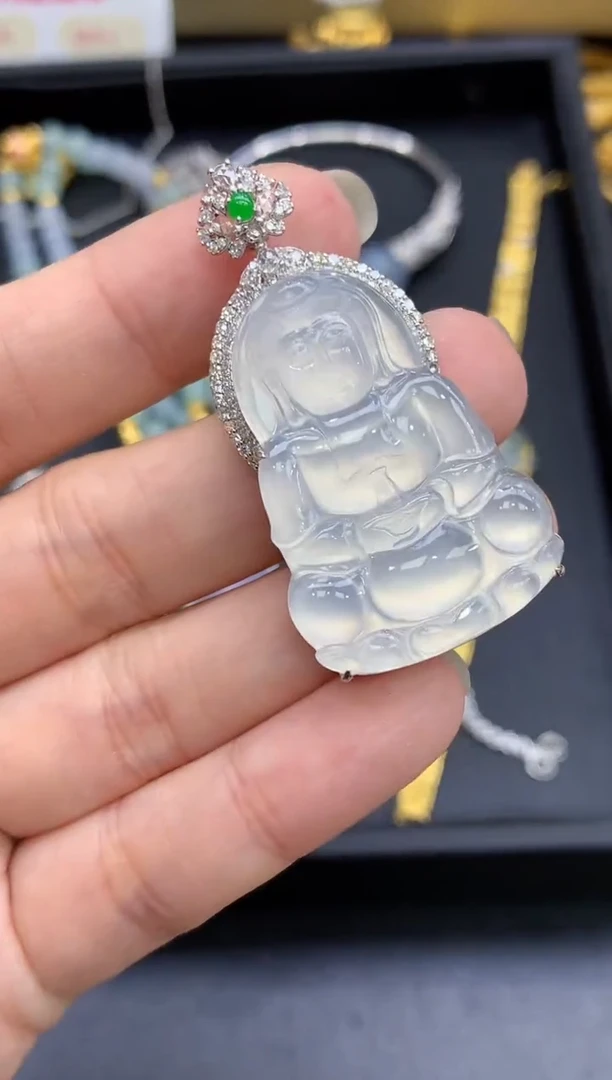 颈饰18K金镶嵌翡翠745-中国好珍宝