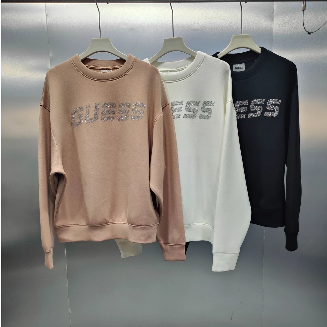 K06-122007-GUE春秋季正面烫钻经典印花时尚圆领卫衣